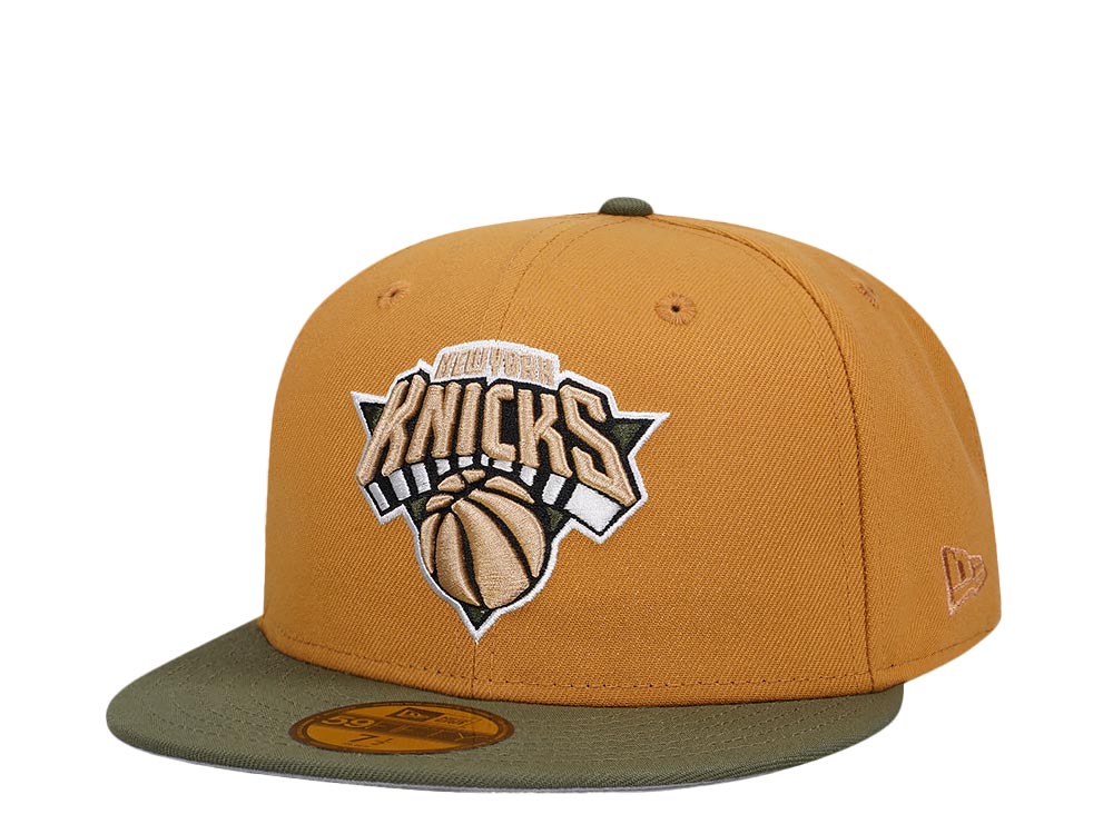 New Era New York Knicks Panama Tan Olive Two Tone Classic Edition 59Fifty Fitted Casquette