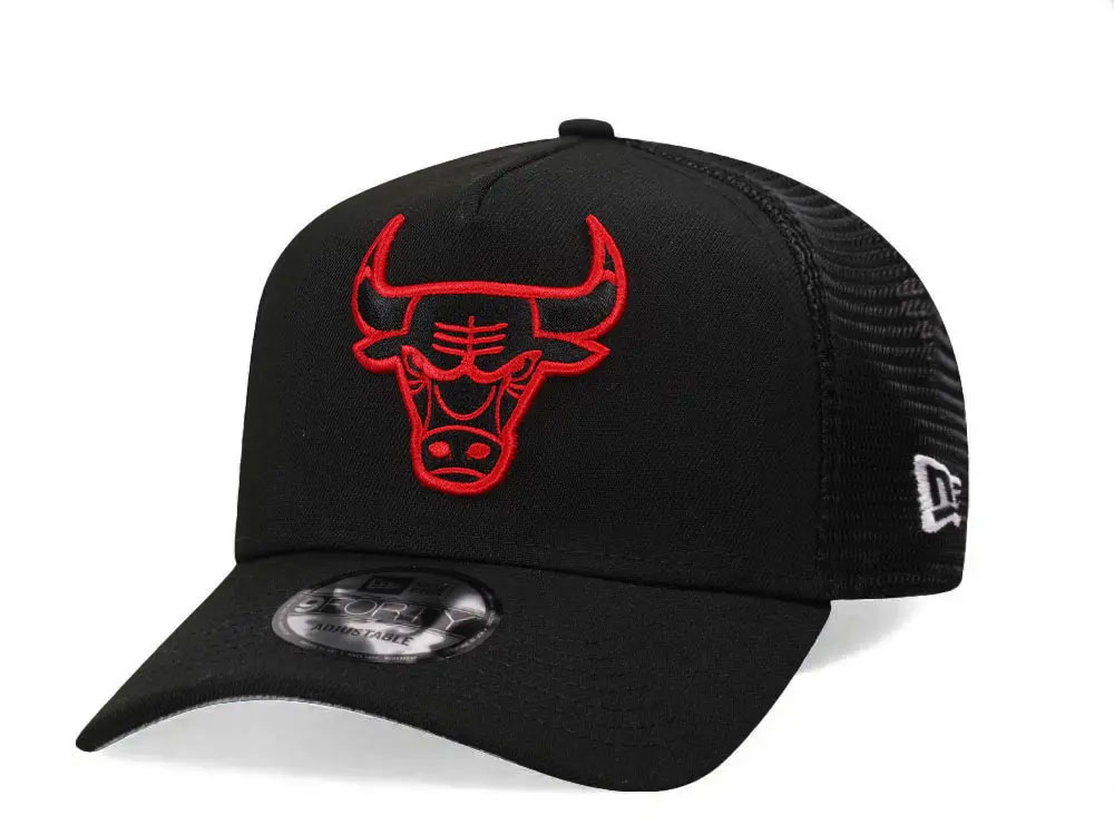 New Era Chicago Bulls Black Trucker A Frame 9Forty Snapback Casquette