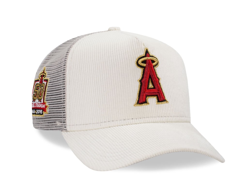 New Era Anaheim Angels 50th Anniversary Chrome Corduroy Prime Trucker 9Forty A Frame Snapback Casquette