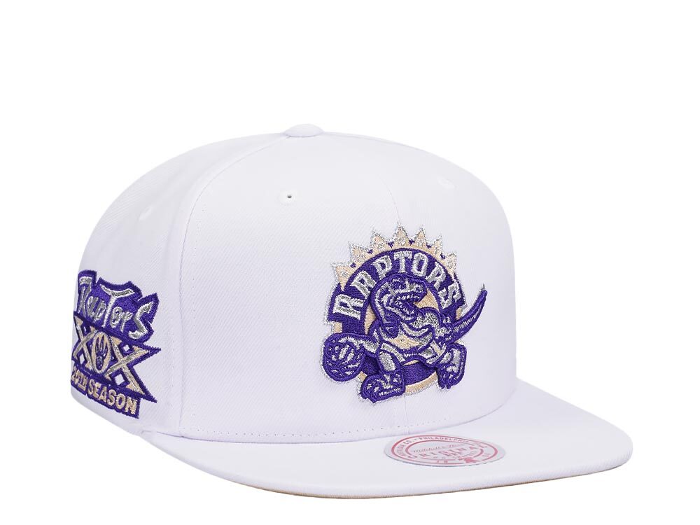 Mitchell & Ness Toronto Raptors 20th Anniversary Winter White Hardwood Classic Snapback Casquette