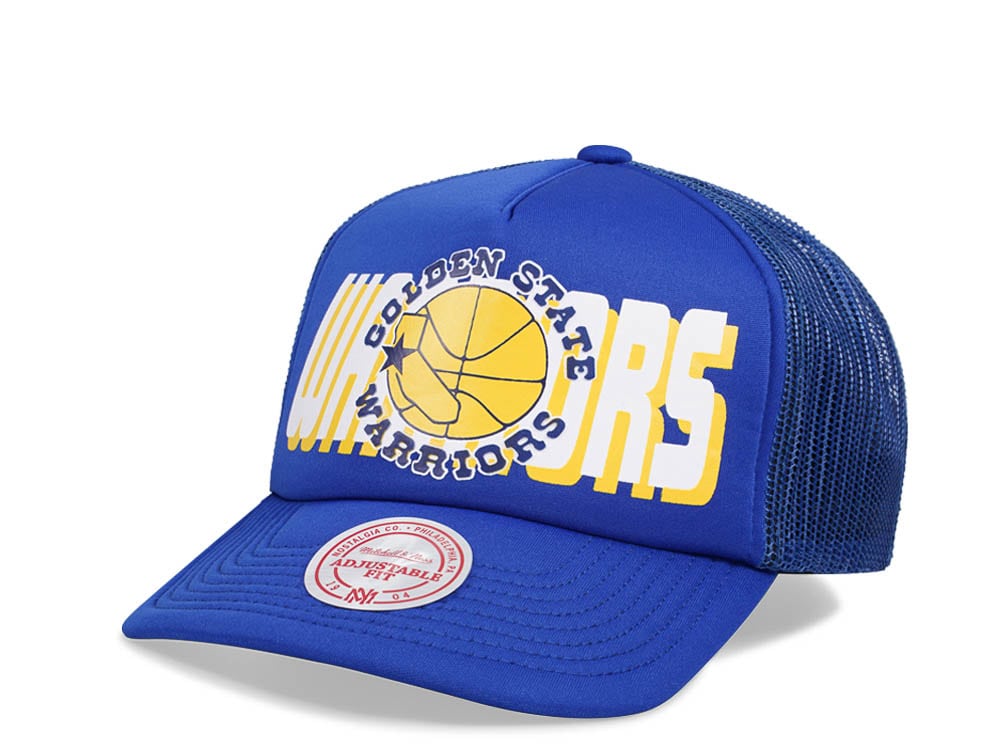 Mitchell & Ness Golden State Warriors Blue Billboard Trucker Snapback Casquette