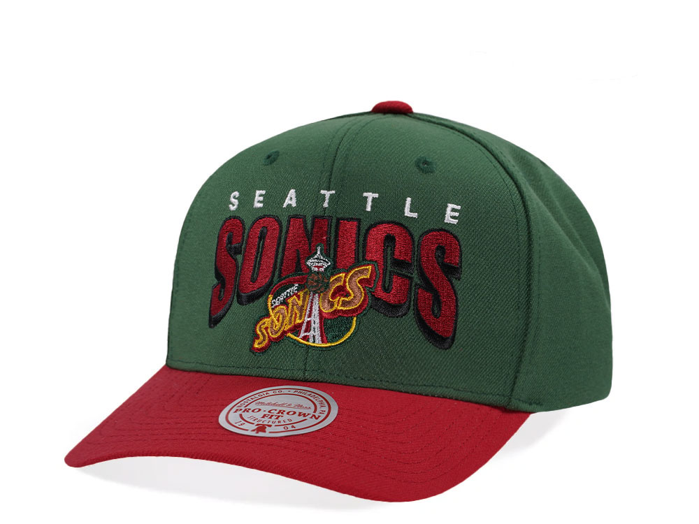 Mitchell & Ness Seattle Supersonics Hardwood Classic Pro Crown Fit Green Snapback Casquette