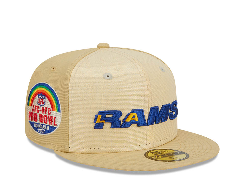 New Era Los Angeles Rams Pro Bowl Honolulu 1987 Raffia Front Vegas Gold Edition 59Fifty Fitted Casquette