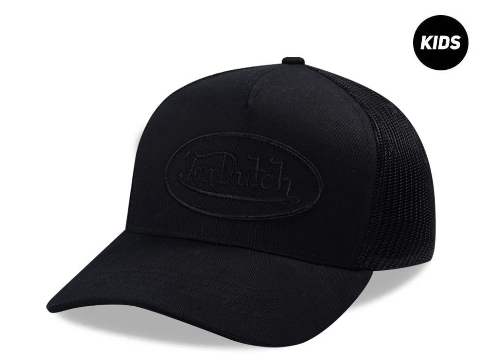 Von Dutch Oval Patch All Black Kids Edition Trucker Snapback Casquette