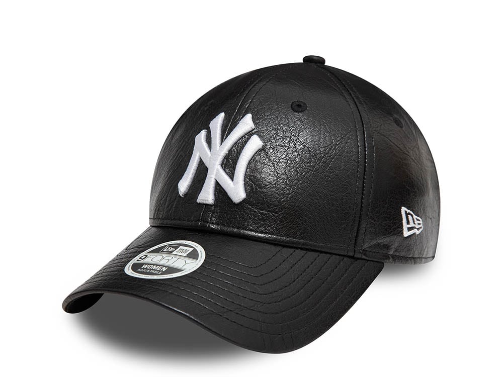 New Era New York Yankees Leather Black Womens 9Forty Strapback Casquette