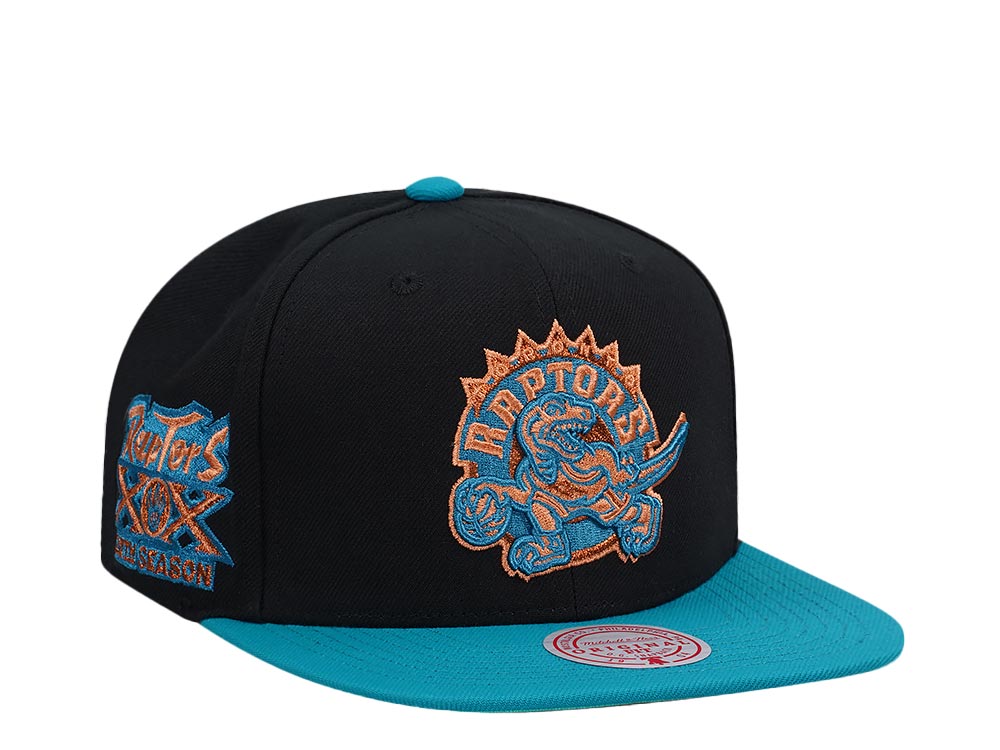 Mitchell & Ness Toronto Raptors 20th Anniversary Make Cents Black Two Tone Hardwood Classic Snapback Casquette