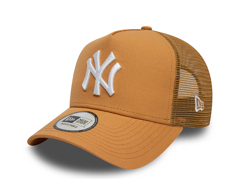 New Era New York Yankees League Essential Brown 9Forty A Frame Trucker Snapback Casquette