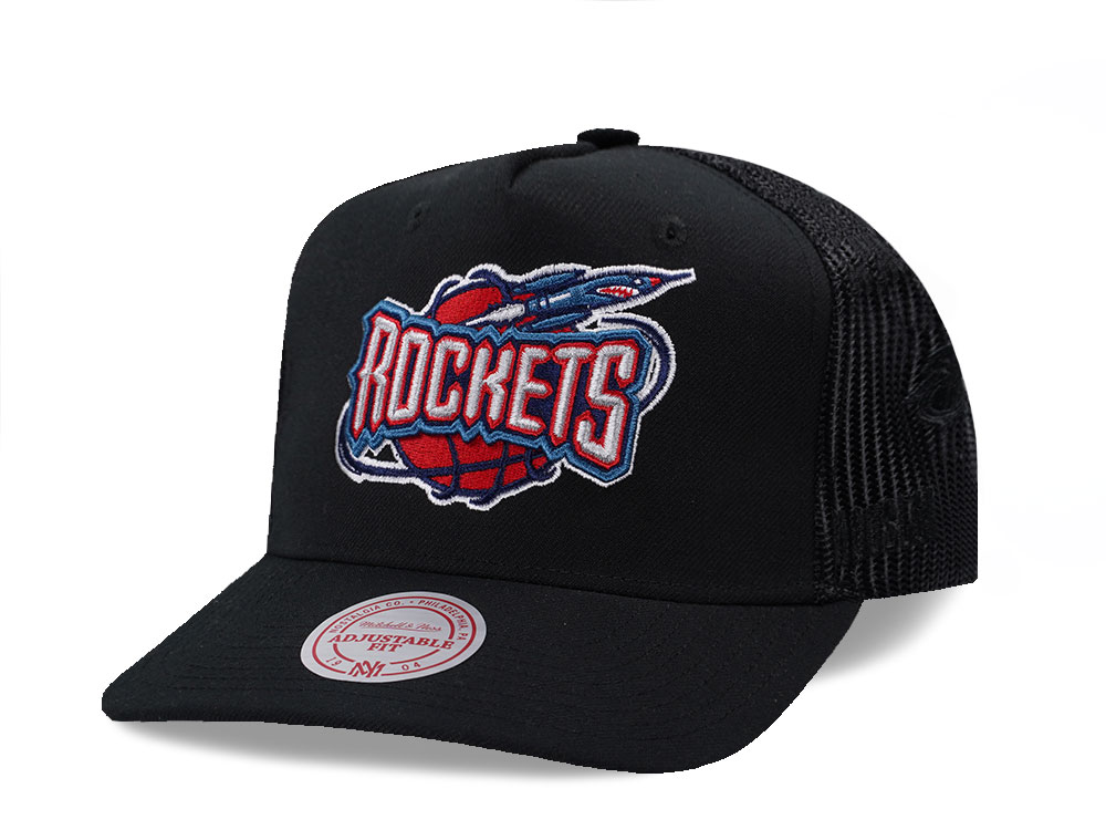 Mitchell & Ness Houston Rockets Black Monogram Trucker Edition Snapback Casquette