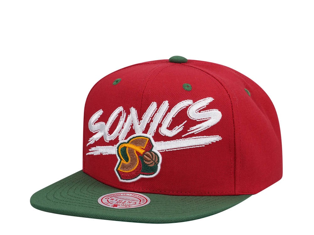 Mitchell & Ness Seattle Supersonics Transcript Red Two Tone Snapback Casquette